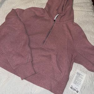 lululemon scuba half zip in heathered pink taupe xs/s